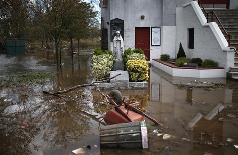 Flood waters left by storm surge from Hurricane Sandy surround Our Lady of Lourdes Church on the south side of hard-hit Staten Island in New Flood waters left by storm surge from Hurricane Sandy surround Our Lady of Lourdes Church on the south side of hard-hit Staten Island in New