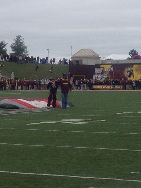 Skydivers deliver the game ball to Kelly/Shorts Stadium. WMU @ CMU 11/3/12