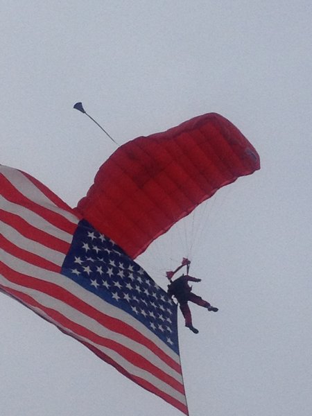 Skydivers deliver the game ball to Kelly/Shorts Stadium. WMU @ CMU 11/3/12