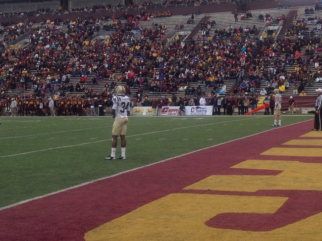 Donald Celiscar waits for the Chippewa kickoff. WMU @ CMU 11/3/12