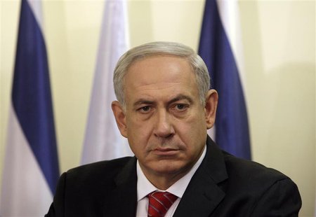Israel's Prime Minister Benjamin Netanyahu pauses during the delivery of joint statements with Bulgaria's President Rosen Plevneliev (not pi Israel's Prime Minister Benjamin Netanyahu pauses during the delivery of joint statements with Bulgaria's President Rosen Plevneliev (not pi