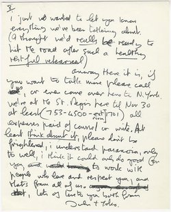 A letter drafted in 1971 by John Lennon is shown in this undated publicity photograph released to Reuters by auction house Profiles in Histo A letter drafted in 1971 by John Lennon is shown in this undated publicity photograph released to Reuters by auction house Profiles in Histo