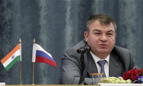 Anatoly Serdyukov speaks during a news conference in New Delhi October 10, 2012. REUTERS/B Mathur Anatoly Serdyukov speaks during a news conference in New Delhi October 10, 2012. REUTERS/B Mathur