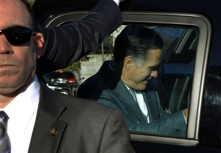 Republican presidential nominee Mitt Romney gets into his vehicle after voting in Belmont, Massachusetts November 6, 2012. REUTERS/Brian Sny Republican presidential nominee Mitt Romney gets into his vehicle after voting in Belmont, Massachusetts November 6, 2012. REUTERS/Brian Sny