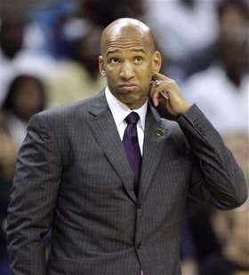 New Orleans Hornets head coach Monty Williams looks on as his team takes on the Los Angeles Lakers during the first half of their NBA basket New Orleans Hornets head coach Monty Williams looks on as his team takes on the Los Angeles Lakers during the first half of their NBA basket