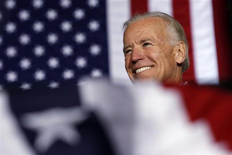 U.S. Vice President Joe Biden smiles during a campaign stop in Richmond, Virginia November 5, 2012. REUTERS/Kevin Lamarque U.S. Vice President Joe Biden smiles during a campaign stop in Richmond, Virginia November 5, 2012. REUTERS/Kevin Lamarque