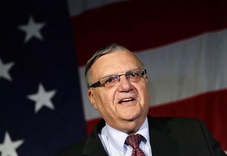 Maricopa County Sheriff Joe Arpaio speaks during the Republican Party election night event in Phoenix, Arizona November 6, 2012. REUTERS/Jos Maricopa County Sheriff Joe Arpaio speaks during the Republican Party election night event in Phoenix, Arizona November 6, 2012. REUTERS/Jos