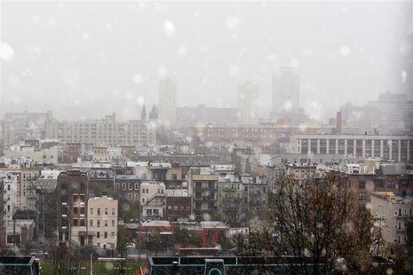 A general view of hoboken partially covered by fog and snow during a Nor'easter, also known as a northeaster storm, in Hoboken, New Jersey, A general view of hoboken partially covered by fog and snow during a Nor'easter, also known as a northeaster storm, in Hoboken, New Jersey,