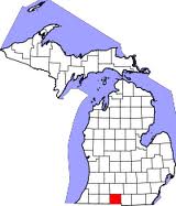 Branch County on state map Branch County on state map