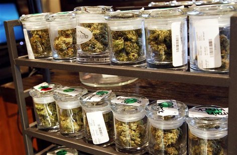 Several varieties of marijuana buds are displayed for sale at a medical marijuana center in Denver in this April 2, 2012 file photo. REUTERS Several varieties of marijuana buds are displayed for sale at a medical marijuana center in Denver in this April 2, 2012 file photo. REUTERS