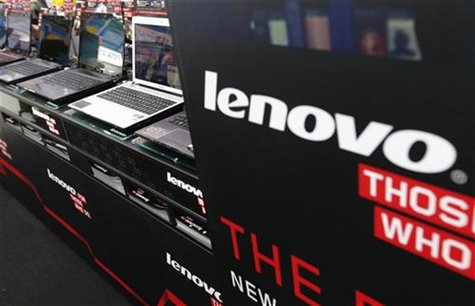 Lenovo's laptop PCs are displayed at an electronic shop in Tokyo September 5, 2012. REUTERS/Kim Kyung-Hoon Lenovo's laptop PCs are displayed at an electronic shop in Tokyo September 5, 2012. REUTERS/Kim Kyung-Hoon