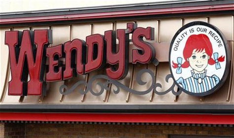 The Wendy's signage is pictured at a Wendy's restaurant in Westminster, Colorado March 2, 2009. REUTERS/Rick Wilking The Wendy's signage is pictured at a Wendy's restaurant in Westminster, Colorado March 2, 2009. REUTERS/Rick Wilking