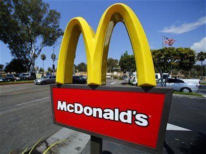 A McDonald's sign is shown at the entrance to one of the company's restaurants in Del Mar, California September 10, 2012. REUTERS/Mike Blake A McDonald's sign is shown at the entrance to one of the company's restaurants in Del Mar, California September 10, 2012. REUTERS/Mike Blake