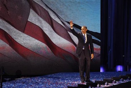 U.S. President Barack Obama celebrates after winning the U.S. presidential election in Chicago, Illinois, November 7, 2012. REUTERS/Jim Bour U.S. President Barack Obama celebrates after winning the U.S. presidential election in Chicago, Illinois, November 7, 2012. REUTERS/Jim Bour