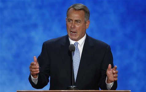 Speaker of the U.S. House of Representatives John Boehner addresses the second session of the Republican National Convention in Tampa, Flori Speaker of the U.S. House of Representatives John Boehner addresses the second session of the Republican National Convention in Tampa, Flori