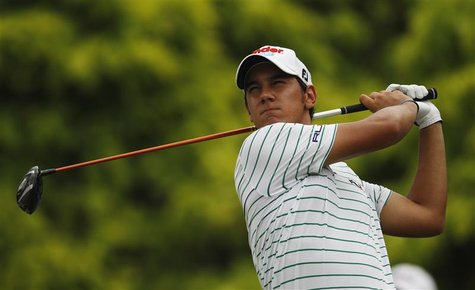 Matteo Manassero of Italy tees off on the 16th hole during the third round of the Barclays Singapore Open golf tournament in Sentosa Novembe Matteo Manassero of Italy tees off on the 16th hole during the third round of the Barclays Singapore Open golf tournament in Sentosa Novembe