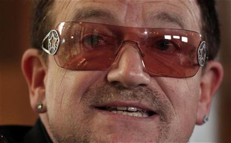 Singer Bono of the band U2 speaks at the opening session of the Oslo Forum in Norway June 18, 2012. REUTERS/Cathal McNaughton Singer Bono of the band U2 speaks at the opening session of the Oslo Forum in Norway June 18, 2012. REUTERS/Cathal McNaughton