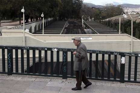 A man walks through an empty train station in Athens November 7, 2012 during a 48-hour strike by the two major Greek workers unions. REUTERS A man walks through an empty train station in Athens November 7, 2012 during a 48-hour strike by the two major Greek workers unions. REUTERS