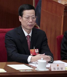 China's Tianjin Municipality Communist Party Secretary Zhang Gaoli attends the closing ceremony of the National People's Congress (NPC), Chi China's Tianjin Municipality Communist Party Secretary Zhang Gaoli attends the closing ceremony of the National People's Congress (NPC), Chi