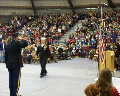 The US flag is honored during the Nov. 12, 2012 Veterans' Day program at Holland High. The US flag is honored during the Nov. 12, 2012 Veterans' Day program at Holland High.