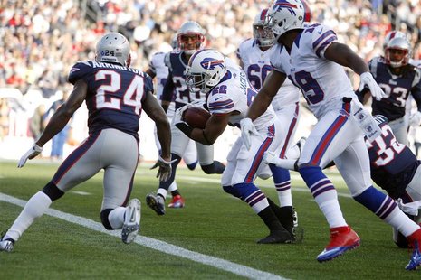 Buffalo Bills running back Fred Jackson runs into the end zone for a touchdown against the New England Patriots during the second quarter of Buffalo Bills running back Fred Jackson runs into the end zone for a touchdown against the New England Patriots during the second quarter of