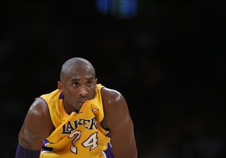 Los Angeles Lakers Kobe Bryant reacts during their loss to the Dallas Mavericks in their NBA basketball game in Los Angeles, October 30, 201 Los Angeles Lakers Kobe Bryant reacts during their loss to the Dallas Mavericks in their NBA basketball game in Los Angeles, October 30, 201