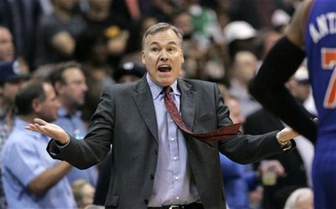 New York Knicks head coach Mike D'Antoni gestures during the second half of their NBA basketball game against the Dallas Mavericks in Dallas New York Knicks head coach Mike D'Antoni gestures during the second half of their NBA basketball game against the Dallas Mavericks in Dallas
