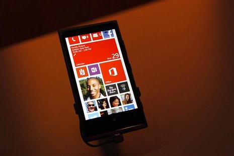 A Nokia Lumia 920 featuring Windows Phone 8 is displayed during an event in San Francisco, California October 29, 2012. REUTERS/Robert Galbr A Nokia Lumia 920 featuring Windows Phone 8 is displayed during an event in San Francisco, California October 29, 2012. REUTERS/Robert Galbr