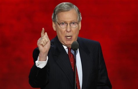 U.S. Senate Minority Leader Mitch McConnell speaks to delegates during the third session of the Republican National Convention in Tampa, Flo U.S. Senate Minority Leader Mitch McConnell speaks to delegates during the third session of the Republican National Convention in Tampa, Flo