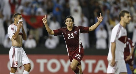 Qatar's Sebastian Soria celebrates after scoring a goal against Lebanon during their 2014 World Cup qualifying soccer match in in Doha, Nove Qatar's Sebastian Soria celebrates after scoring a goal against Lebanon during their 2014 World Cup qualifying soccer match in in Doha, Nove