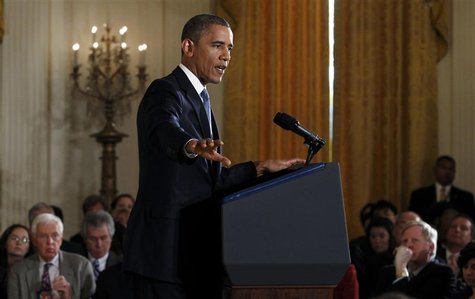 U.S. President Barack Obama gestures while addressing his first news conference since his reelection, at the White House in Washington Novem U.S. President Barack Obama gestures while addressing his first news conference since his reelection, at the White House in Washington Novem