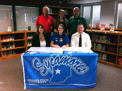 BreeAnn Spangler signs her National Letter of Intent in the Coldwater High School Media Center. BreeAnn Spangler signs her National Letter of Intent in the Coldwater High School Media Center.