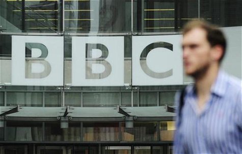 A pedestrian walks past a BBC logo at Broadcasting House in central London October 22, 2012. REUTERS/Olivia Harris A pedestrian walks past a BBC logo at Broadcasting House in central London October 22, 2012. REUTERS/Olivia Harris