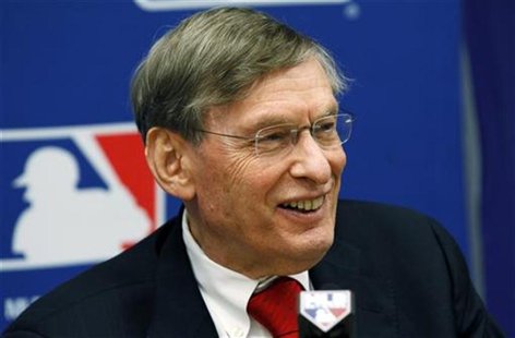 Major League Baseball Commissioner Bud Selig speaks at a news conference in New York, November 22, 2011, to announce a new five-year collect Major League Baseball Commissioner Bud Selig speaks at a news conference in New York, November 22, 2011, to announce a new five-year collect