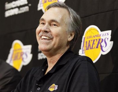 New Los Angeles Lakers head coach Mike D'Antoni smiles during a media conference after practice at the Lakers' training facility in El Segun New Los Angeles Lakers head coach Mike D'Antoni smiles during a media conference after practice at the Lakers' training facility in El Segun