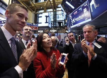 Selina Lo (C), President and CEO of of Ruckus Wireless, applauds as her company's stock begins trading on the floor of the New York Stock Ex Selina Lo (C), President and CEO of of Ruckus Wireless, applauds as her company's stock begins trading on the floor of the New York Stock Ex