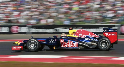 Red Bull Formula One driver Sebastian Vettel of Germany drives during the qualifying session of the U.S. F1 Grand Prix at the Circuit of the Red Bull Formula One driver Sebastian Vettel of Germany drives during the qualifying session of the U.S. F1 Grand Prix at the Circuit of the