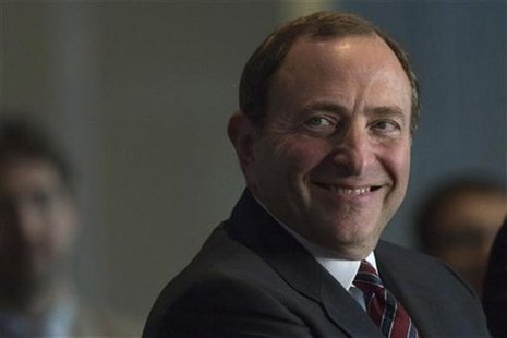 NHL Commissioner Gary Bettman smiles during the announcement that the NHL's New York Islanders will move to the Barclays Center in Brooklyn NHL Commissioner Gary Bettman smiles during the announcement that the NHL's New York Islanders will move to the Barclays Center in Brooklyn