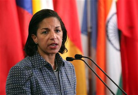 U.S. ambassador to the United Nations Susan Rice speaks with the media after Security Council consultations at U.N. headquarters in New York U.S. ambassador to the United Nations Susan Rice speaks with the media after Security Council consultations at U.N. headquarters in New York