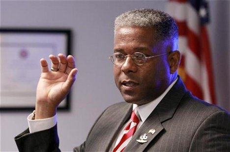 Republican U.S. Rep. Allen West speaks at a campaign stop with guests at SCORE South Palm Beach, a resource partner to the U.S. Small Busine Republican U.S. Rep. Allen West speaks at a campaign stop with guests at SCORE South Palm Beach, a resource partner to the U.S. Small Busine