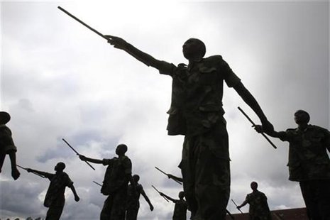 Recruits of the newly formed Congolese Revolutionary Army march during military training in Rumangabo military camp, Democratic Republic of Recruits of the newly formed Congolese Revolutionary Army march during military training in Rumangabo military camp, Democratic Republic of