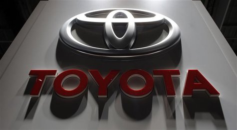 A logo is seen on the Toyota booth on media day at the Paris Mondial de l'Automobile, in this file picture taken September 27, 2012. REUTERS A logo is seen on the Toyota booth on media day at the Paris Mondial de l'Automobile, in this file picture taken September 27, 2012. REUTERS
