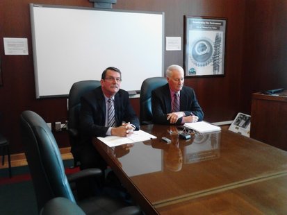 Mayors Jim Tipple and Ken Fabel discuss the upcoming assessment agreement between Schofield and Wausau, November 20 2012 Mayors Jim Tipple and Ken Fabel discuss the upcoming assessment agreement between Schofield and Wausau, November 20 2012