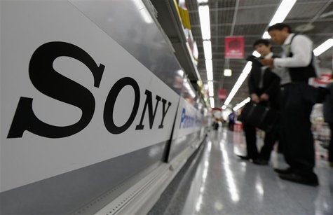 A Sony logo is seen as customers look at Sony digital cameras at an electronics shop in Tokyo, in this May 10, 2012 file photo. REUTERS/Kim A Sony logo is seen as customers look at Sony digital cameras at an electronics shop in Tokyo, in this May 10, 2012 file photo. REUTERS/Kim