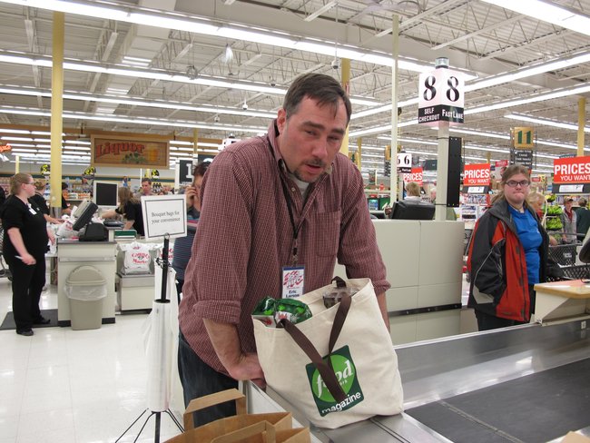 Eric...whew...he's now been baggin' groceries for 57 straight hours!! One of our super cool marketing reps..!!