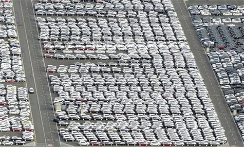 Cars for export stand in a parking area at a shipping terminal in the harbour of the northern German town of Bremerhaven, late October 8, 20 Cars for export stand in a parking area at a shipping terminal in the harbour of the northern German town of Bremerhaven, late October 8, 20