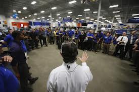 Store crew is briefed prior to the opening of the doors Thanksgiving evening.(Reuters) Store crew is briefed prior to the opening of the doors Thanksgiving evening.(Reuters)