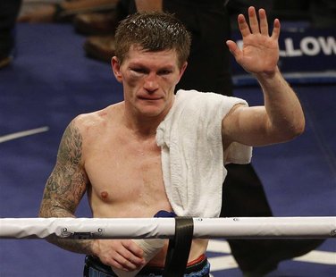 Britain's Ricky Hatton reacts after losing to the Ukraine's Vyacheslav Senchenko in their boxing match at the Manchester Arena in Manchester Britain's Ricky Hatton reacts after losing to the Ukraine's Vyacheslav Senchenko in their boxing match at the Manchester Arena in Manchester