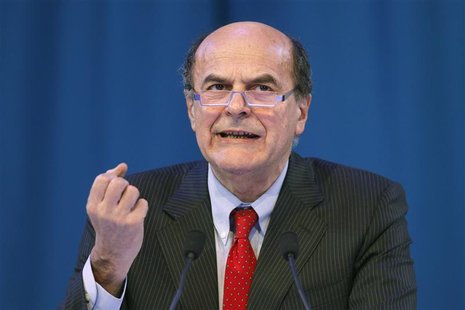 Italian PD (Democratic Party) secretary Pier Luigi Bersani delivers a speech during a political rally with European Socialists in Paris, Mar Italian PD (Democratic Party) secretary Pier Luigi Bersani delivers a speech during a political rally with European Socialists in Paris, Mar