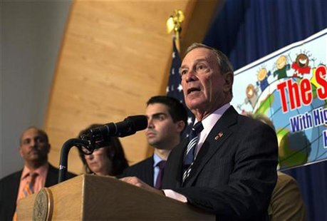 New York City Mayor Michael Bloomberg speaks during a press conference announcing the re-opening of 12 schools in the Rockaways and Brooklyn New York City Mayor Michael Bloomberg speaks during a press conference announcing the re-opening of 12 schools in the Rockaways and Brooklyn
